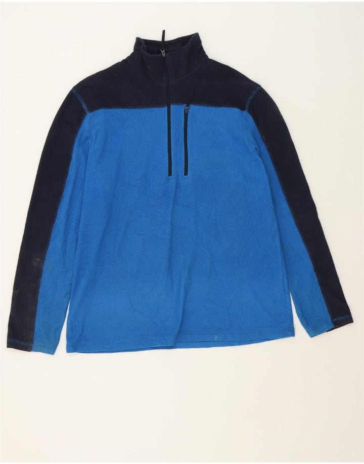 MOUNTAIN WAREHOUSE Mens Zip Neck Fleece Jumper Medium Blue Colourblock Vintage Mountain Warehouse and Second-Hand Mountain Warehouse from Messina Hembry 