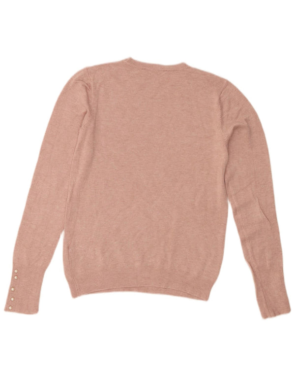Zara Womens Crew Neck Jumper Sweater UK 12 Medium Pink Viscose