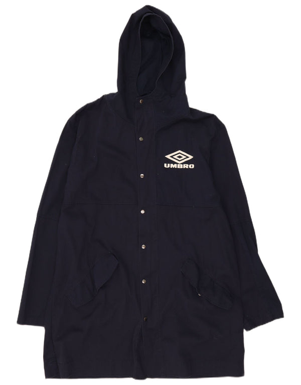 Umbro Herre Grafisk Hooded Parka Jacket UK 40 Large Navy Blue Cotton