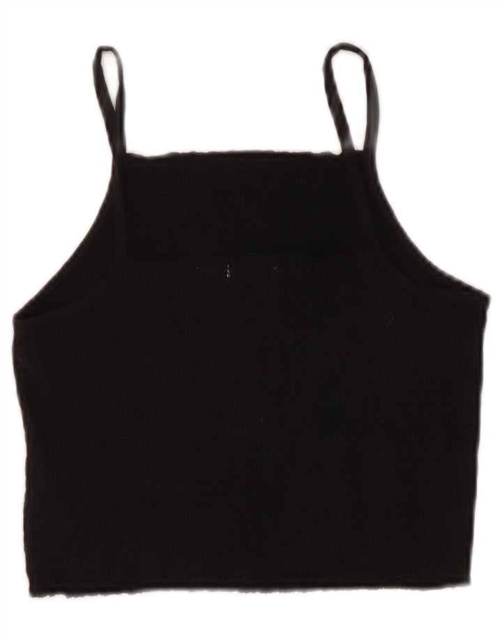 Zara Womens Crop Cami Top UK 12 Coton Noir Moyen