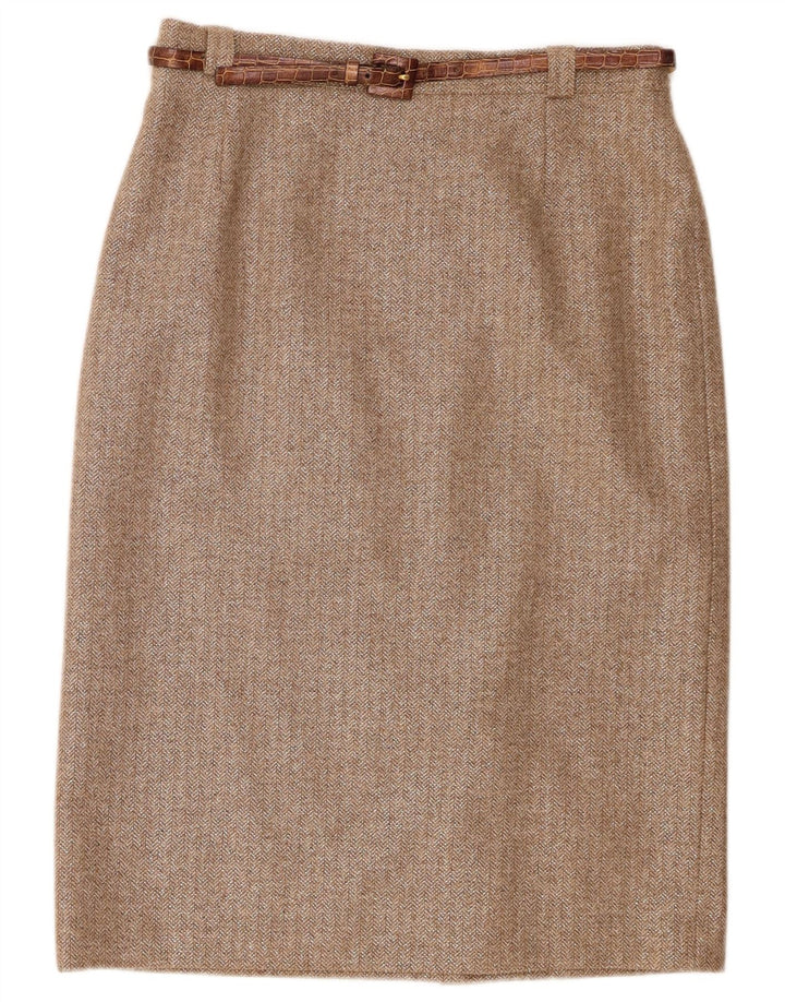 Eugen Klein Dame Pencil Skirt IT 42 Medium W30 Brun Chevron Uld
