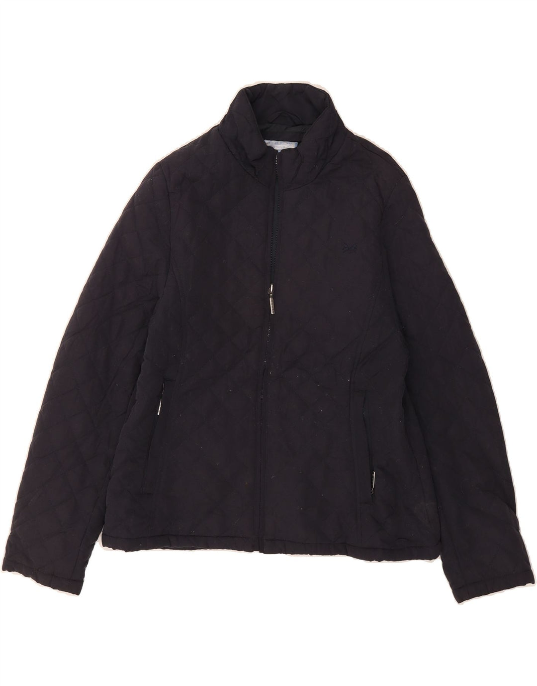 CREW CLOTHING Womens Quilted Jacket UK 16 Large Navy Blue Polyester Vintage Crew Clothing and Second-Hand Crew Clothing from Messina Hembry 