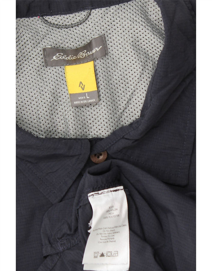 Eddie Bauer Mens Travel Shirt Large Navy Blue Nylon
