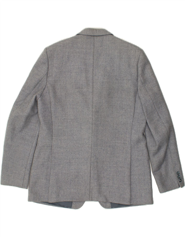 WELLINGTON Mens 2 Button Blazer Jacket IT 46 Small Grey Wool Vintage Wellington and Second-Hand Wellington from Messina Hembry 