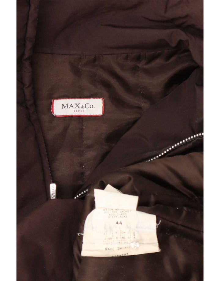 Max & Co. Womens Padded Quilted Ski Jacket UK 12 Medium Brown Colourblock