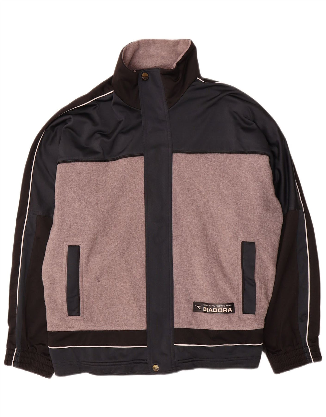 Giacca da tuta da uomo Diadora UK 38 Poliestere color block grigio medio