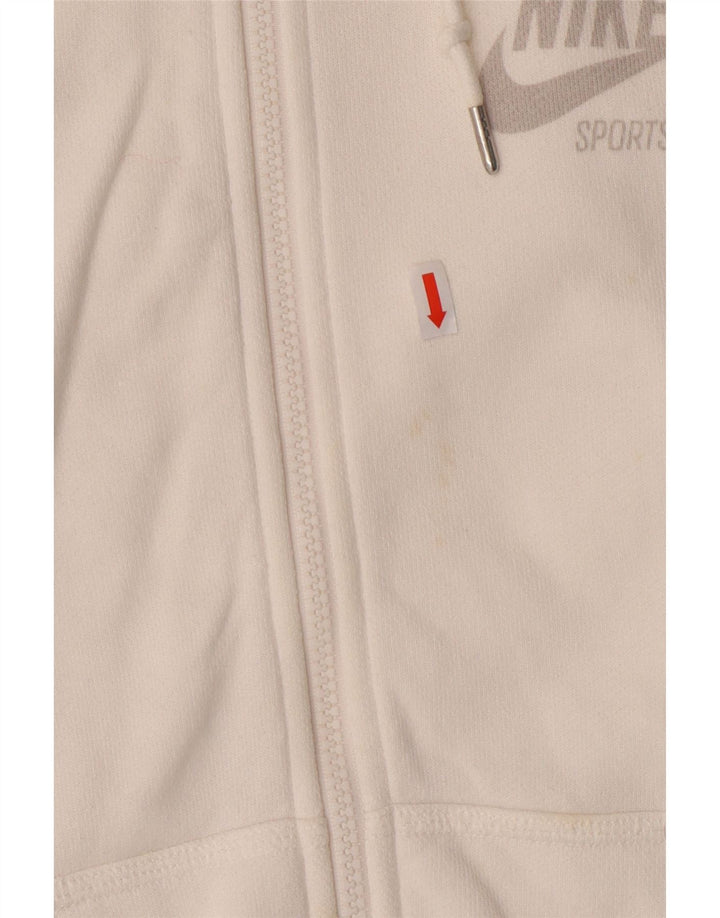 NIKE Womens Zip Hoodie Sweater UK 14 Medium White Cotton Vintage Nike and Second-Hand Nike from Messina Hembry 