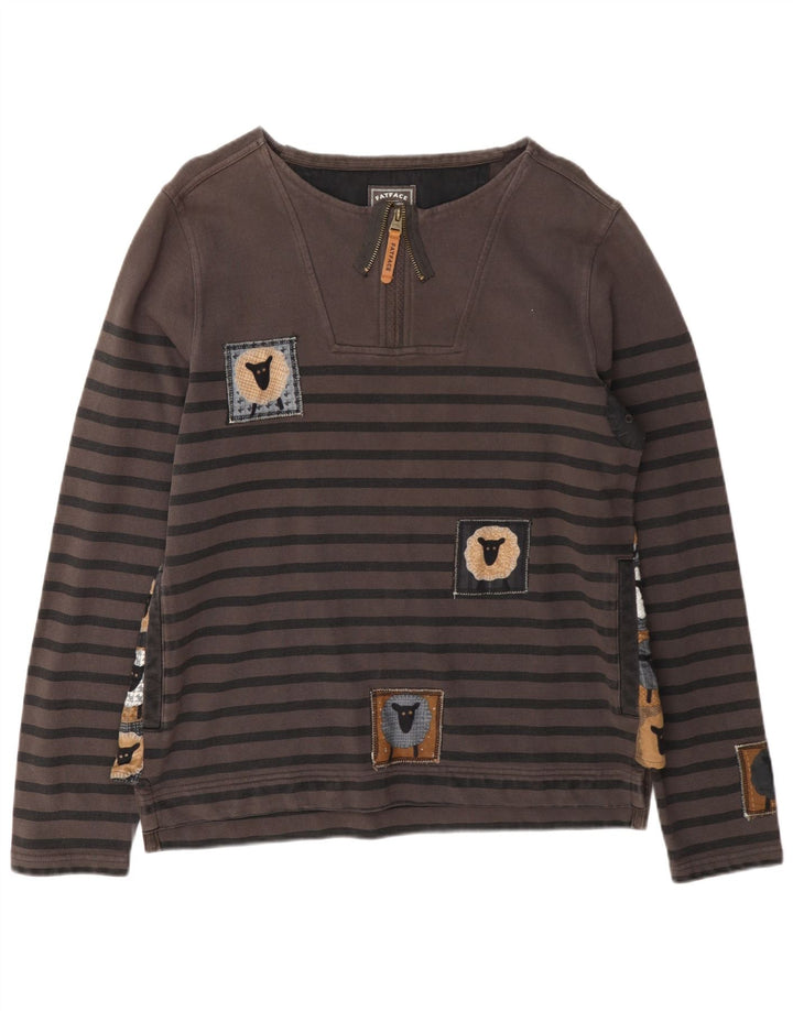 Fat Face Mens Moletom Jumper Pequeno Listrado Cinza