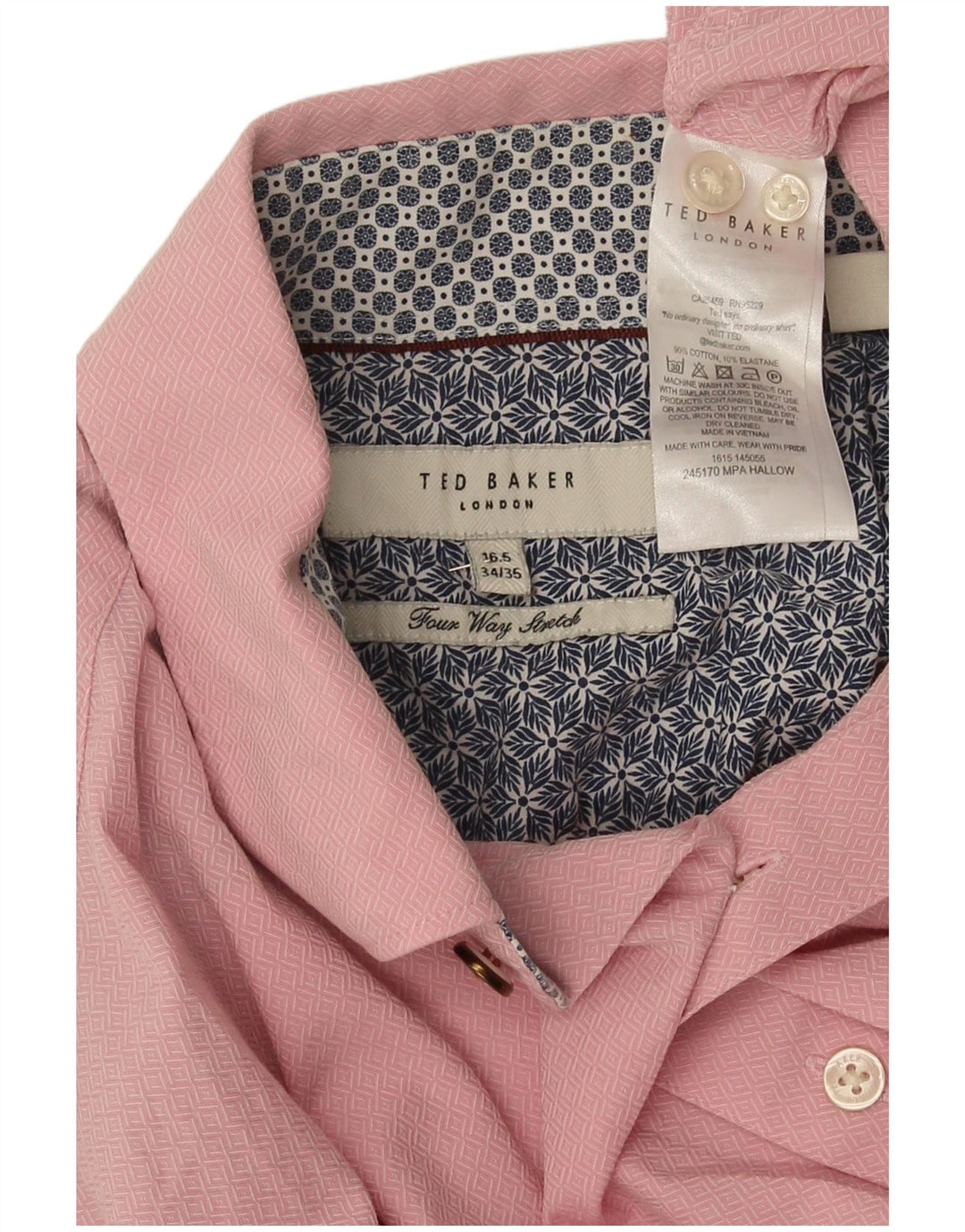 Ted Baker Herreskjorte str. 16 1/2 Large Pink Geometric Cotton