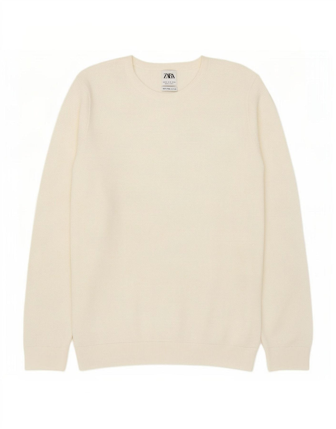Maglione maglione girocollo da uomo Zara in cotone bianco medio