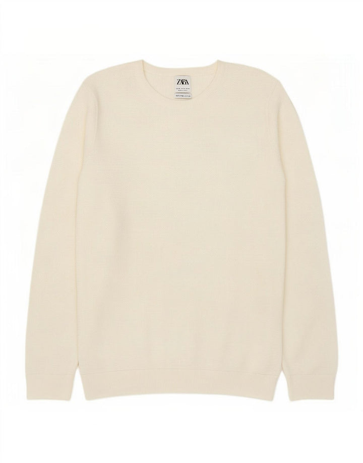 Maglione maglione girocollo da uomo Zara in cotone bianco medio
