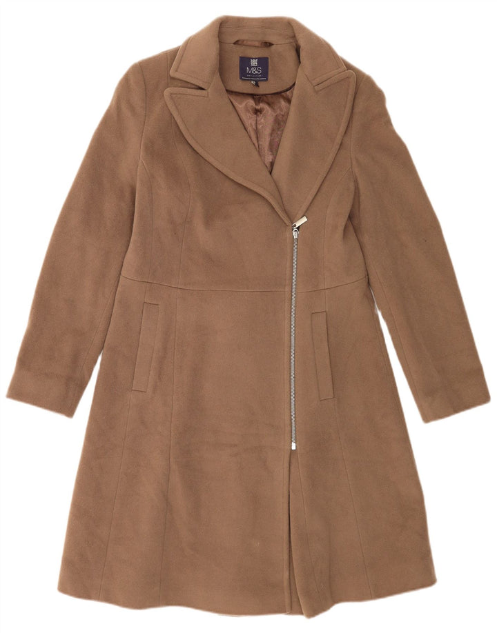 Marks & Spencer Womens Overcoat UK 10 Small Beige Wool