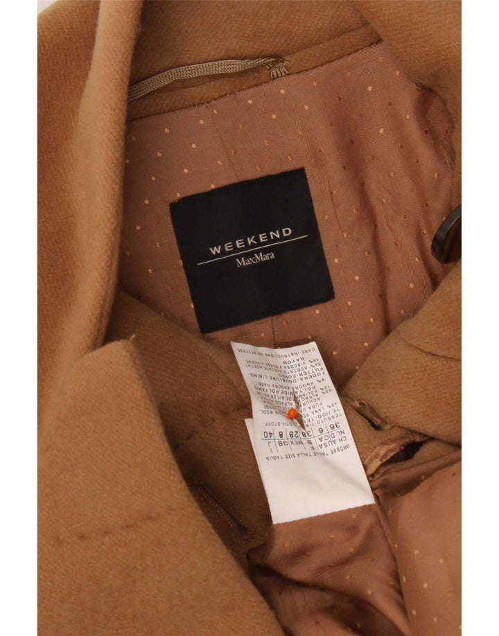 Max Mara Dame Weekend Overfrakke UK 8 Small Beige Virgin Wool