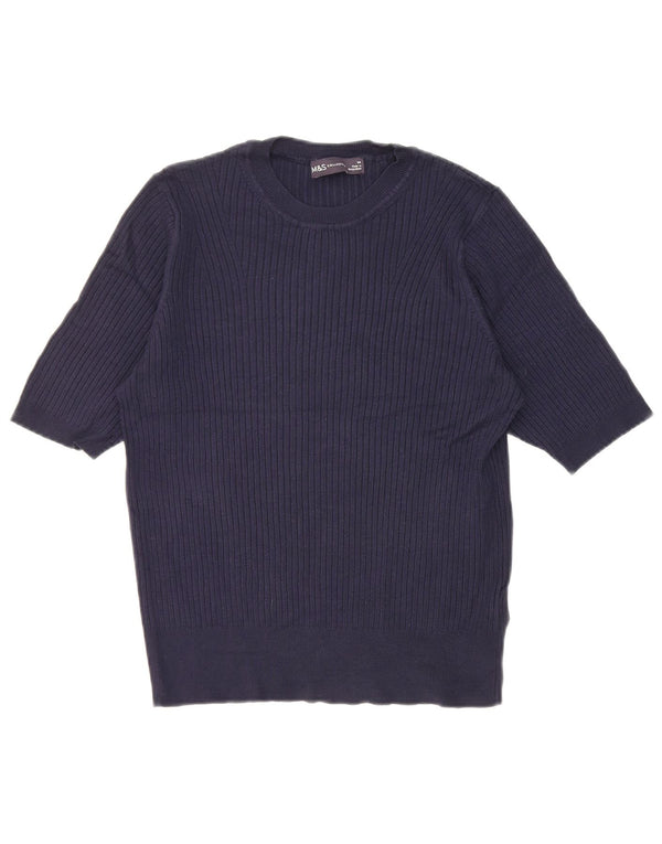 Marks & Spencer Γυναικείο T-Shirt τοπ UK 14 Medium Navy Blue Viscose