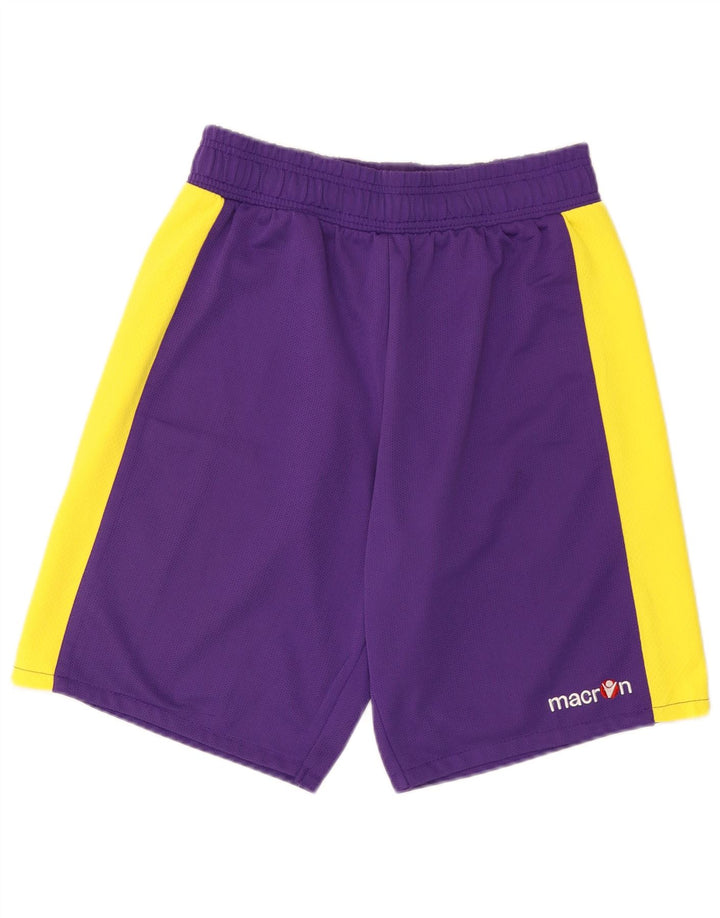 Pantaloncini sportivi da uomo Macron in poliestere color block viola medio