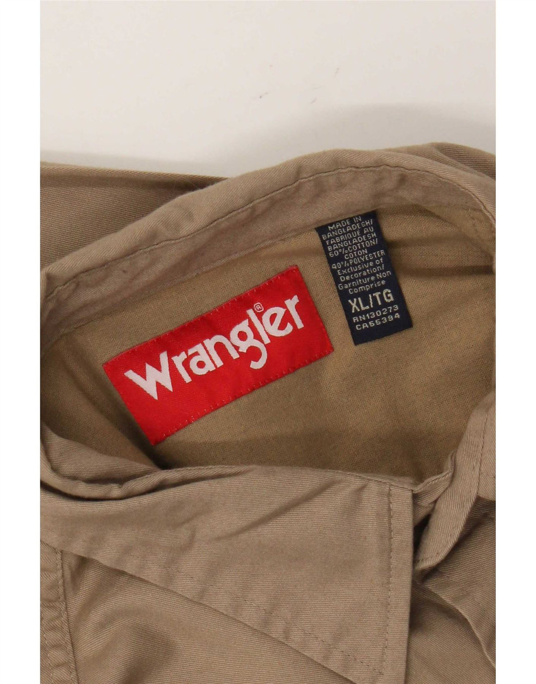 Wrangler Mens Shirt XL Beige Cotton