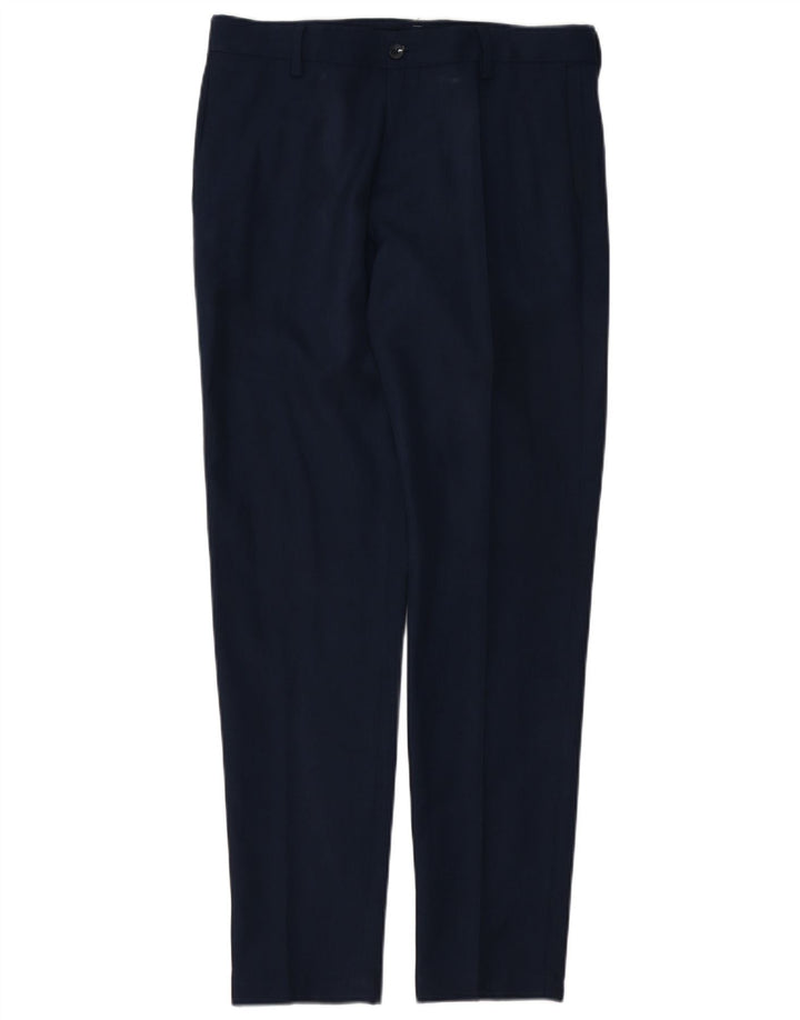 Zara Mens Slim Suit Trousers EU 40 Medium W31 L32 Navy Blue Polyester