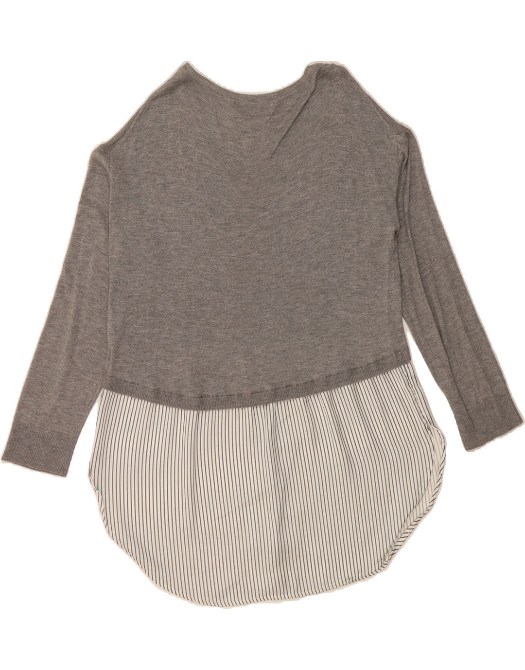 ZARA Womens Top Long Sleeve UK 12 Medium Grey Striped Polyester Vintage Zara and Second-Hand Zara from Messina Hembry 