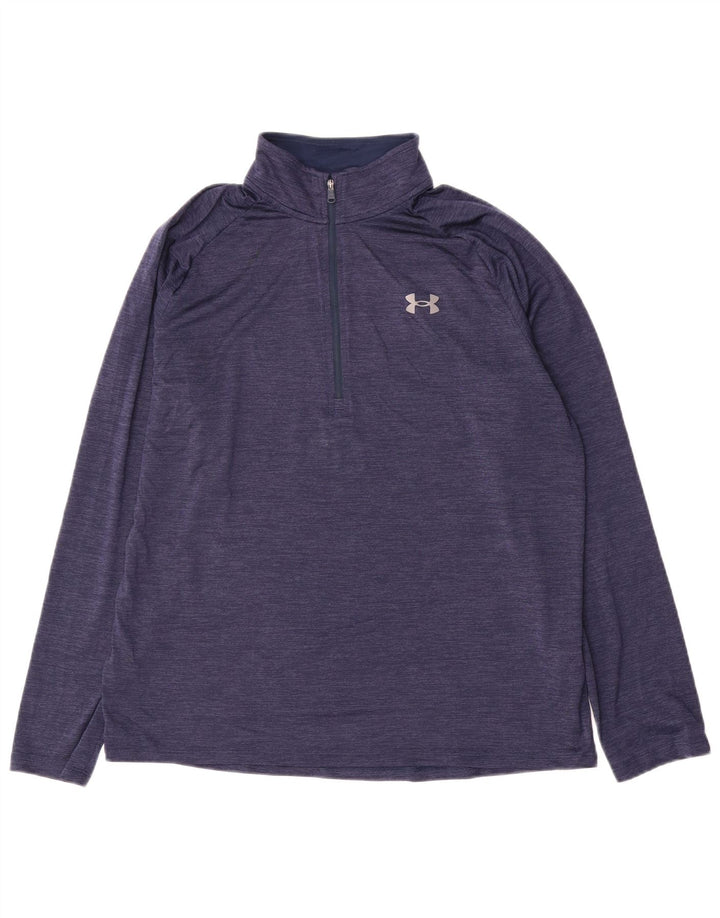 Under Armour Haut de survêtement à col zippé pour homme, grandes rayures bleu marine