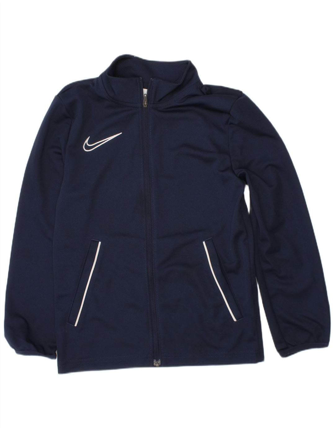 NIKE Boys Dri Fit Tracksuit Top Jacket 7-8 Years XS  Navy Blue Polyester