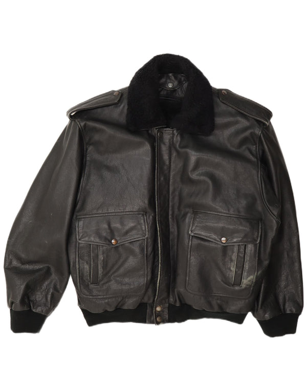 Vintage Ανδρικό Στρατιωτικό Δερμάτινο Μπουφάν UK 42 XL Μαύρο