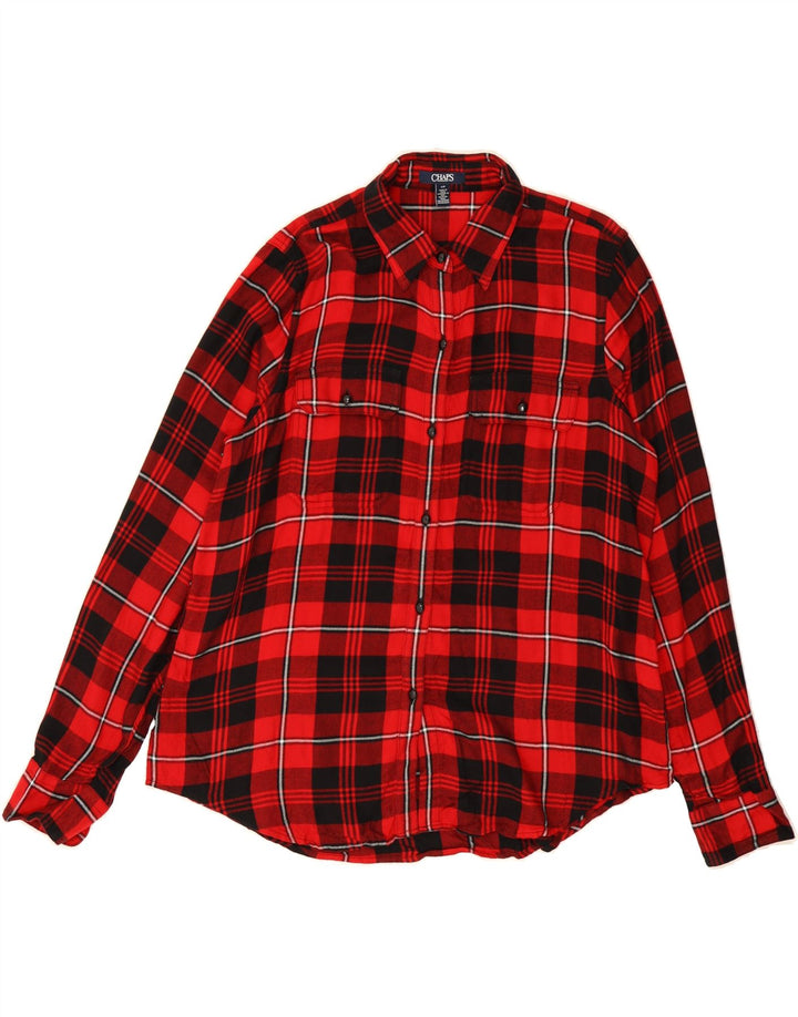 CHAPS Womens Flannel Shirt UK 16 Large Red Check Viscose Vintage Chaps and Second-Hand Chaps from Messina Hembry 