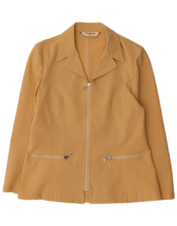 Ivy Oxford Damen-Blazerjacke mit durchgehendem Reißverschluss IT 44 Mittelbeigefarbenes Polyester