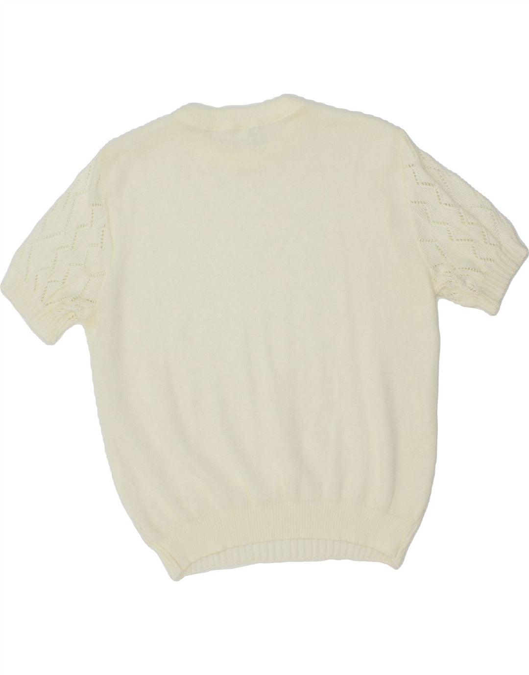 VINTAGE Womens Crew Neck Jumper Sweater EU 40 Medium Off White Polyacrylic Vintage Vintage and Second-Hand Vintage from Messina Hembry 