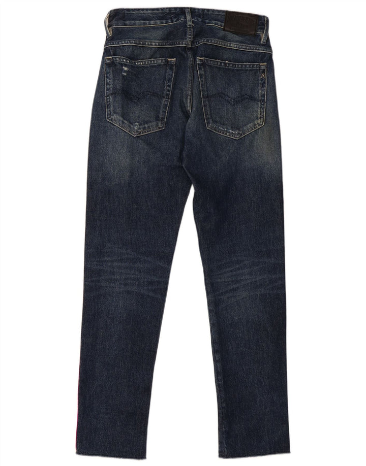 REPLAY Womens Distressed Slim Jeans W23 L28 Blue Colourblock