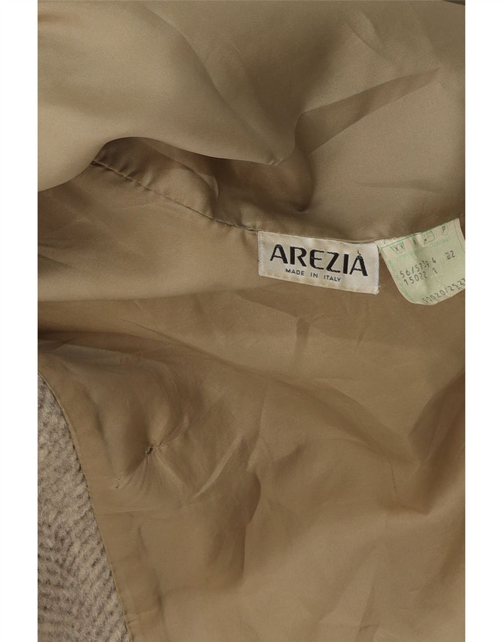 AREZIA Womens Double Breasted Coat UK 22 3XL Grey Herringbone Wool Vintage Arezia and Second-Hand Arezia from Messina Hembry 