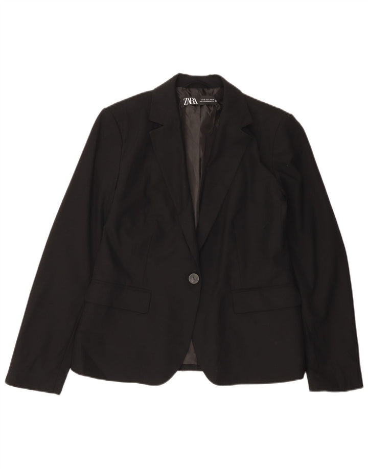 Zara Dame 1-knaps blazerjakke EU 38 Lille sort polyester