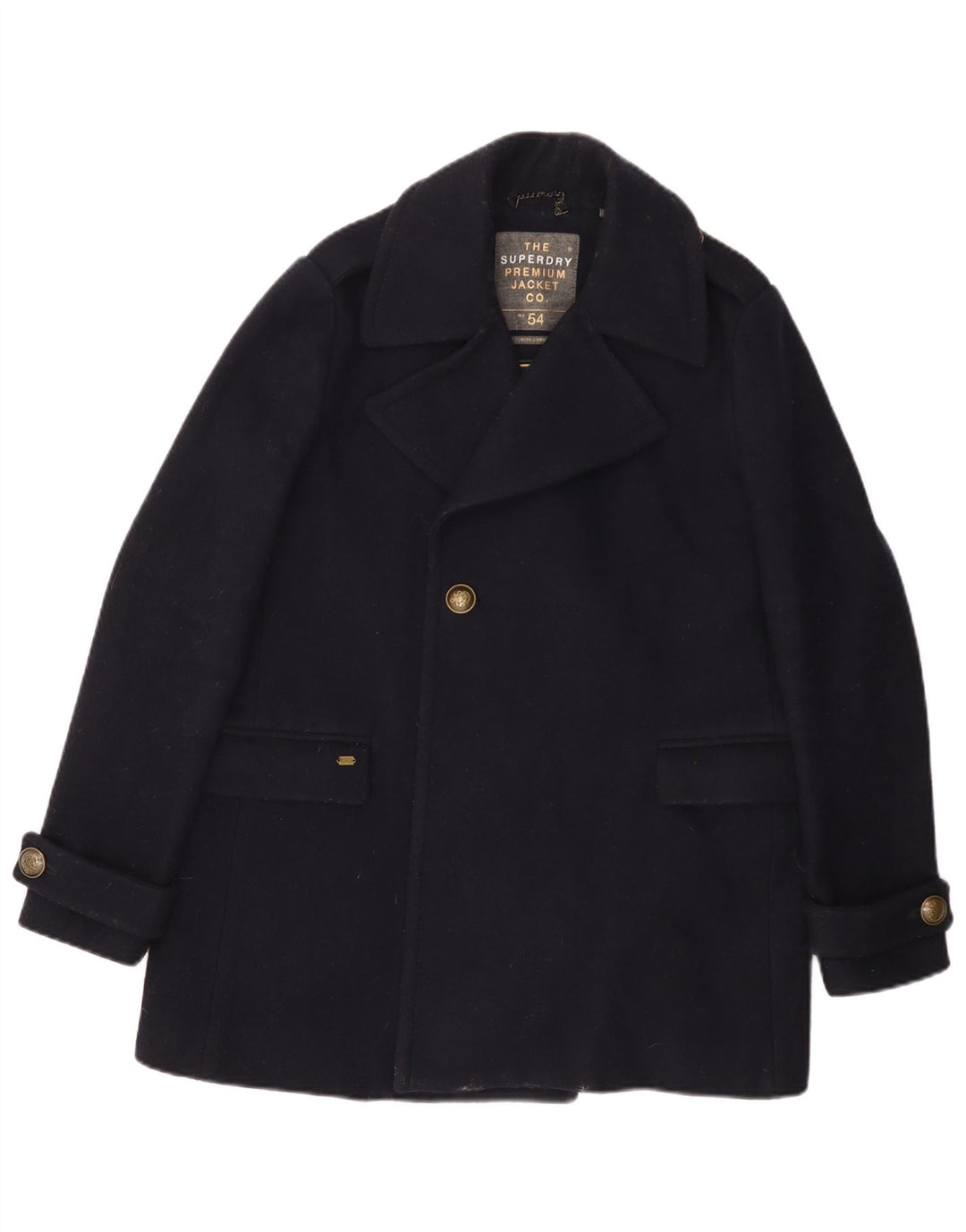 Cappotto da marinaio da uomo Superdry UK 40 grande lana blu navy