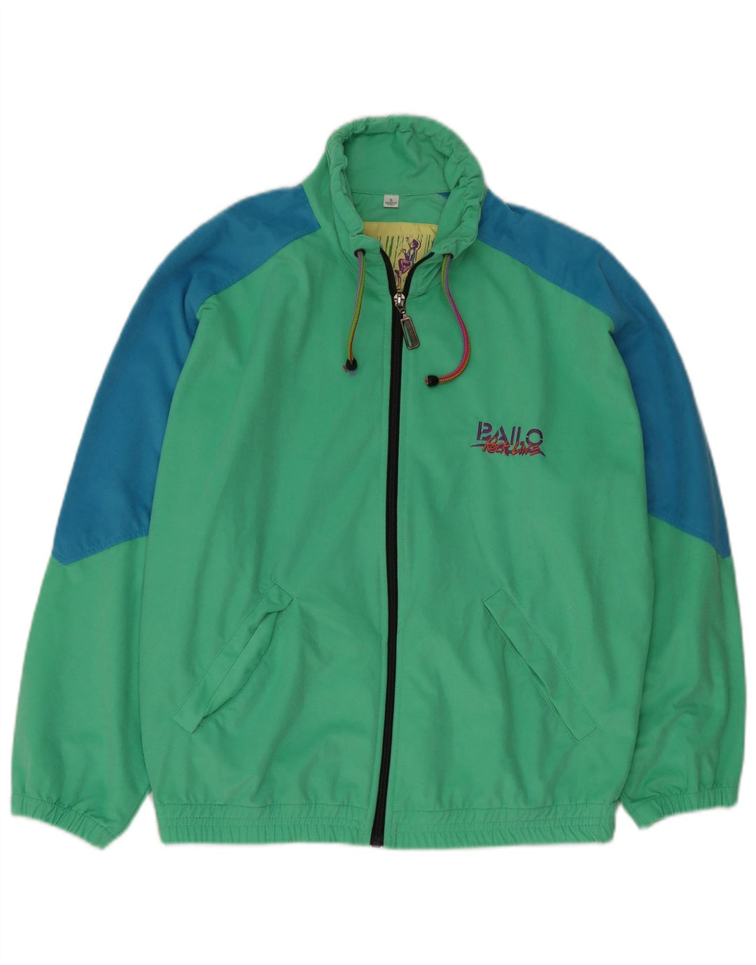 BAILO Mens Graphic Tracksuit Top Jacket Small Green Colourblock