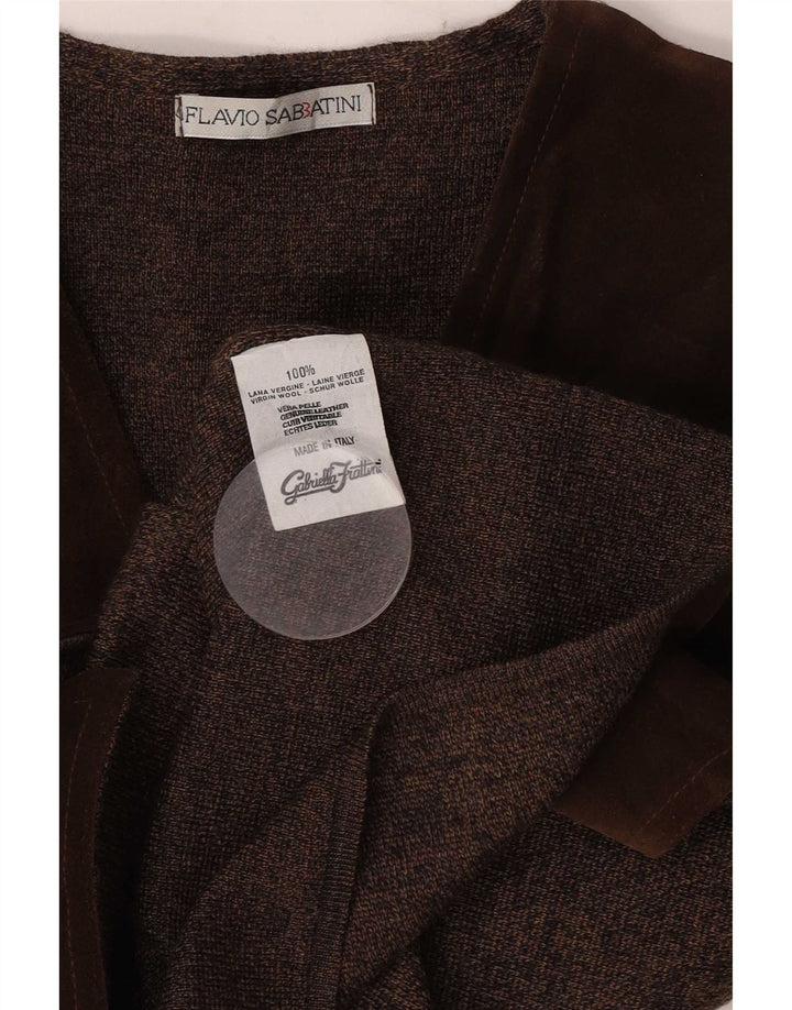 Flavio Castellani Mens Waistcoat IT 50 Medium Brown Virgin Wool