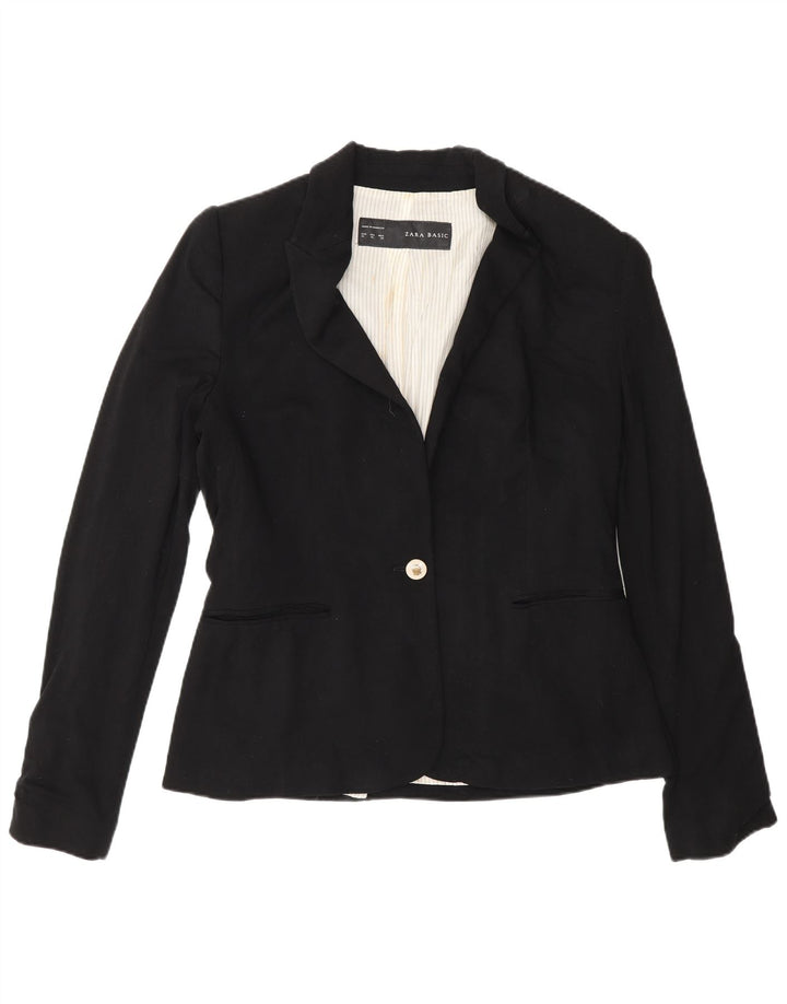 Zara Womens 1 Button Blazer Jacket UK 18 XL Black