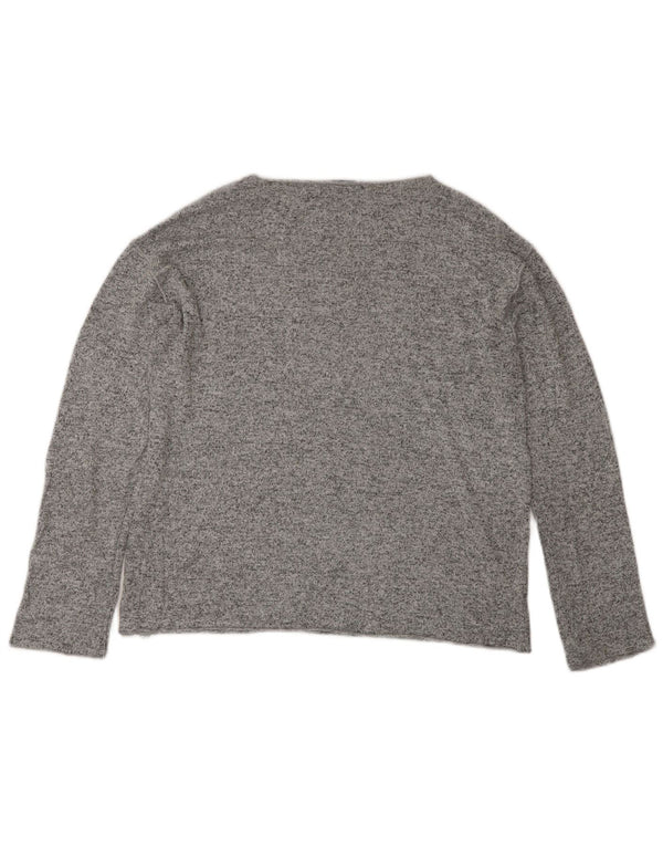 Zara Dame Top Langærmet UK 10 Small Grå Flecked Viscose