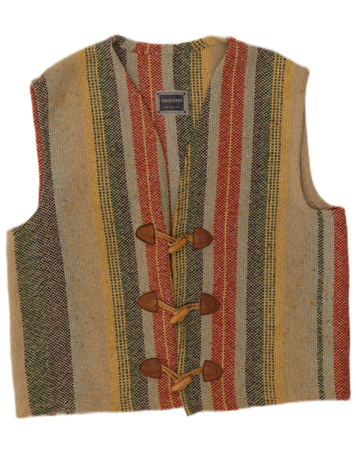 Gilet vintage da uomo grande in acrilico a righe multicolori