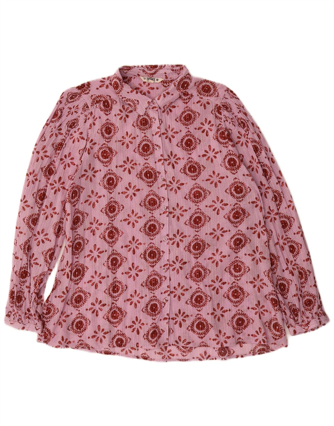 Fat Face Womens Oversized Shirt UK 14 Medium Pink Geometric Cotton