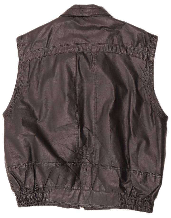 Rover & Lake Mens Leather Gilet IT 50 Large Black