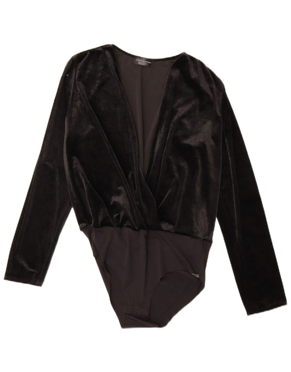Zara Body en velours pour femme UK 44 Medium Noir Polyamide