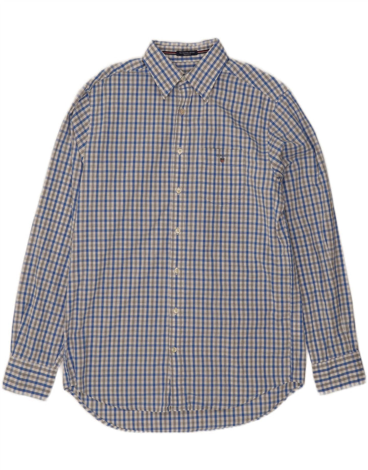 GANT Mens Regular Fit Shirt Size 39/40 15 1/2  Medium Blue Check Cotton Vintage Gant and Second-Hand Gant from Messina Hembry 