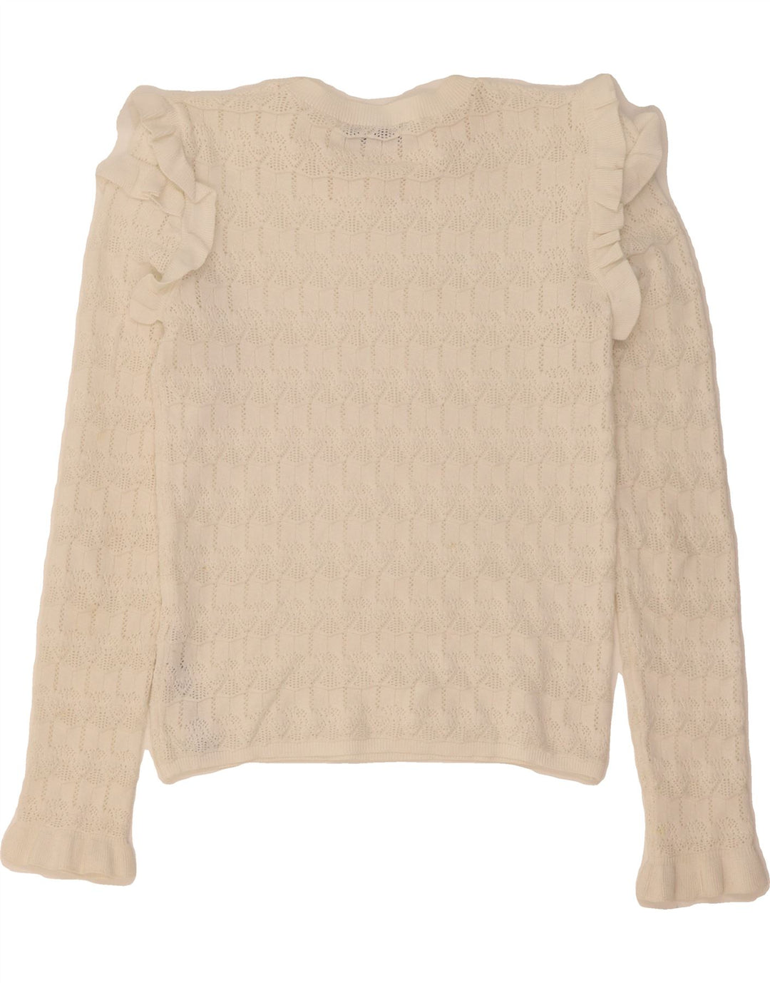ZARA Womens Crew Neck Jumper Sweater UK 10 Small White Polyester Vintage Zara and Second-Hand Zara from Messina Hembry 
