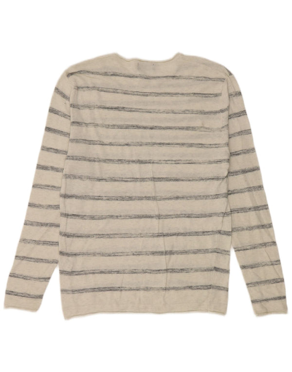 Zara Homme Top Manches Longues Petit Coton Rayé Blanc