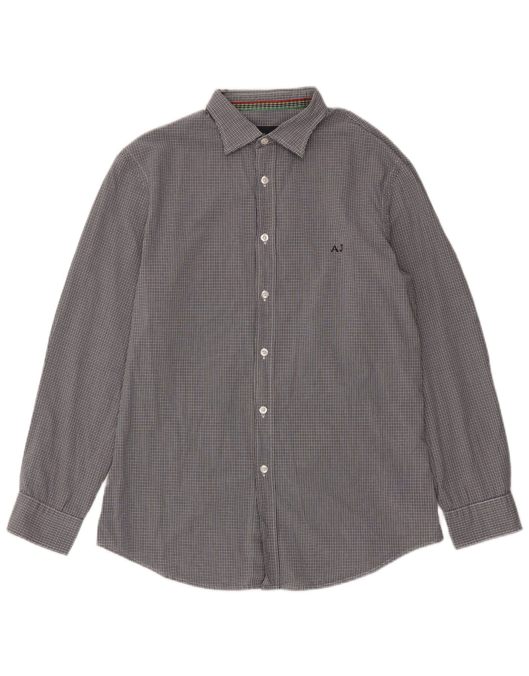 Armani Jeans Mens Slim Shirt Large Navy Blue Gingham