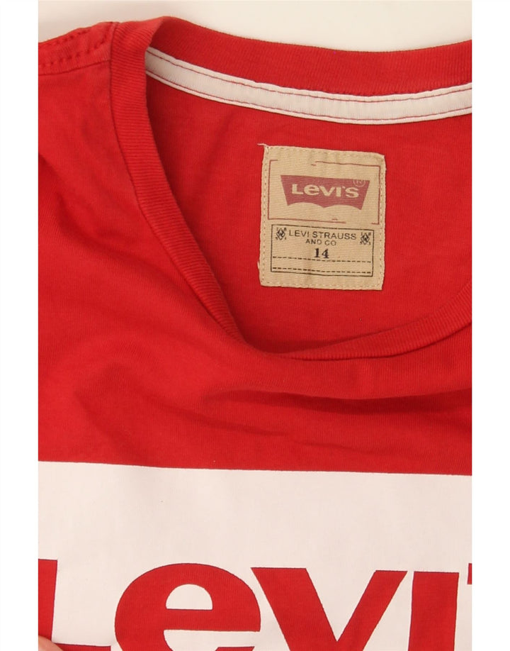 LEVI'S Boys Graphic Top Long Sleeve 13-14 Years Red Vintage Levi's and Second-Hand Levi's from Messina Hembry 