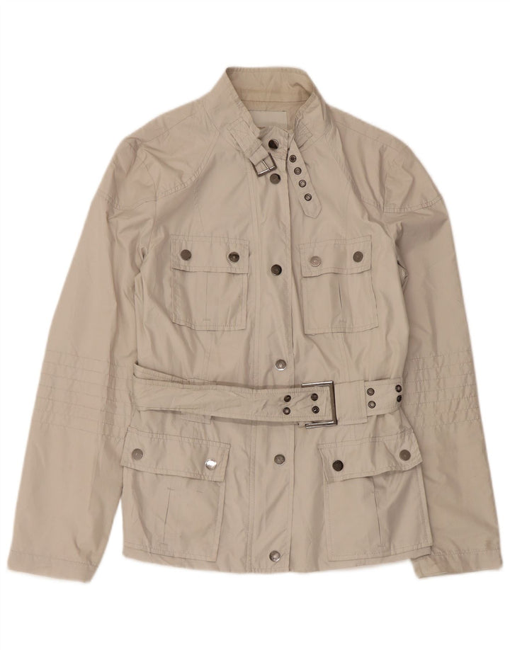Jaqueta utilitária feminina Zara UK 12 poliéster branco médio