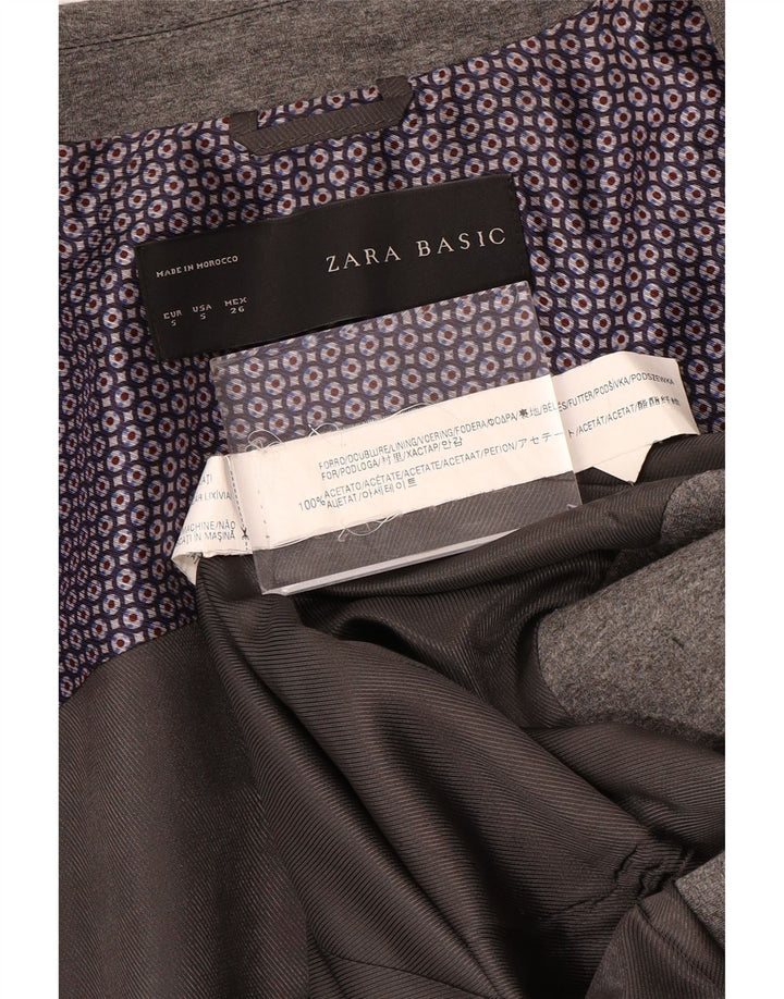 ZARA Womens 1 Button Blazer Jacket UK 10 Small Grey Acetate