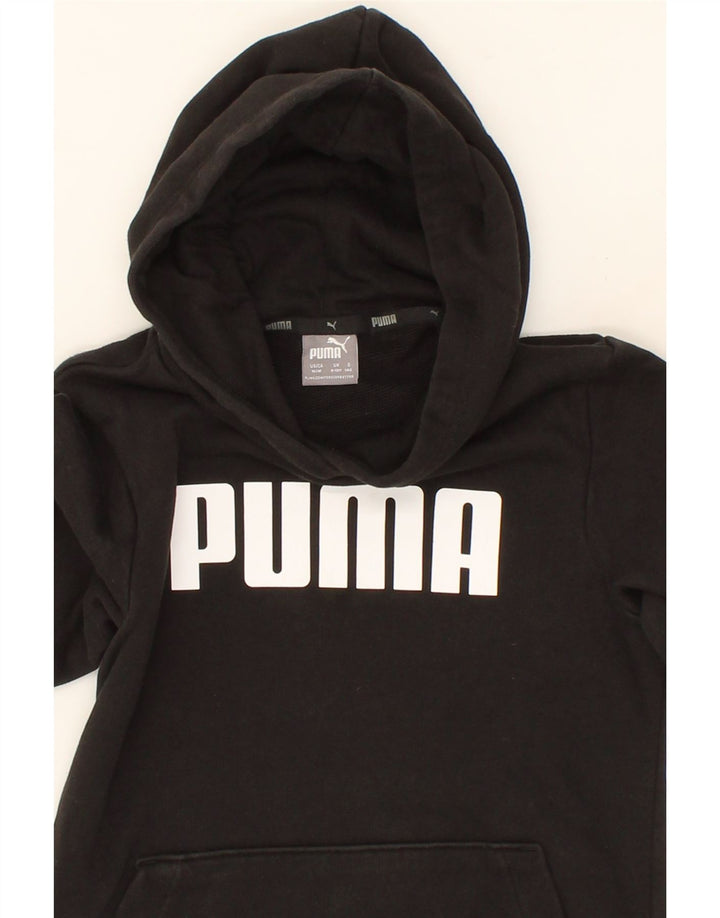 PUMA Boys Graphic Hoodie Jumper 9-10 Years Medium Black Vintage Puma and Second-Hand Puma from Messina Hembry 
