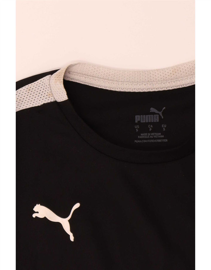Puma Boys T-Shirt Top 13-14 Years Small Black Colourblock Polyester