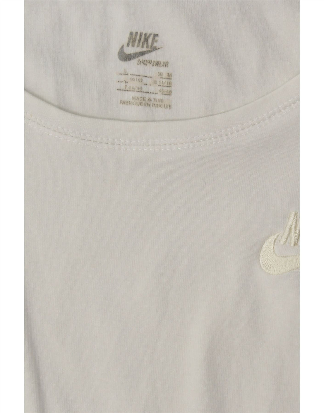 NIKE Womens Vest Top UK 14/16 Large White Vintage Nike and Second-Hand Nike from Messina Hembry 